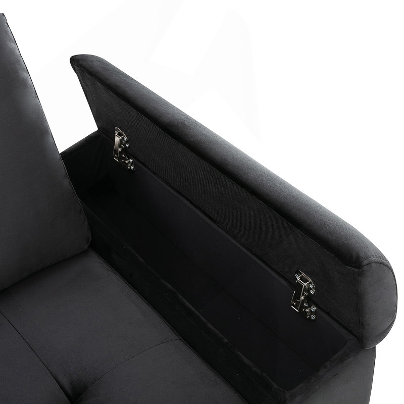 Canapé-lit modulaire avec repose-pieds et chargement USB Philip, Noir