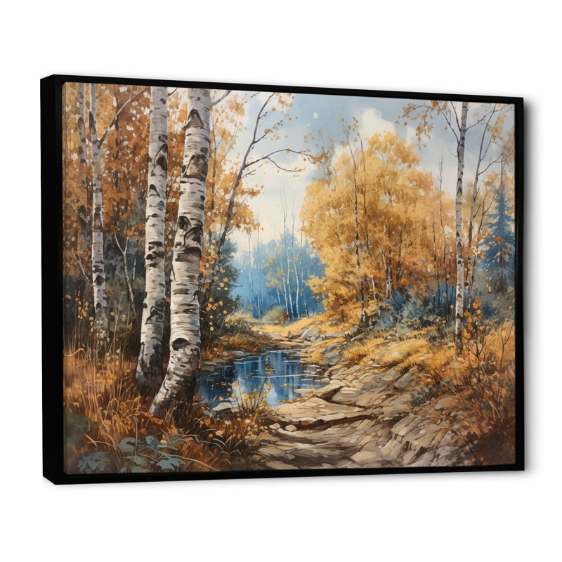 «Ryane Forest And Pond Tranquility I», reproduction sur toile, H 12 po x l 20 po x P 1 po, Cadre flottant noir