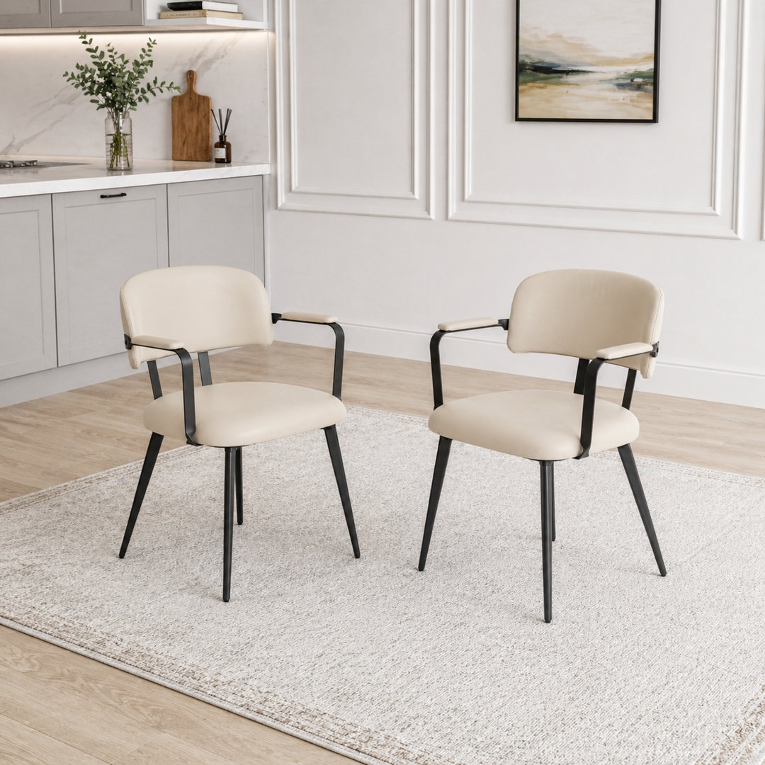 Windsor Modern Dining Chair With Twisted Armrests, PU Upholstered