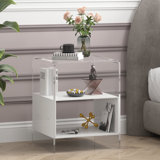 Latitude Run® Modern Acrylic Side Table, Transparent Small Side Table, Acrylic End Table Clear Nightstand And Stool For Bedroom/living Room/apartment/office