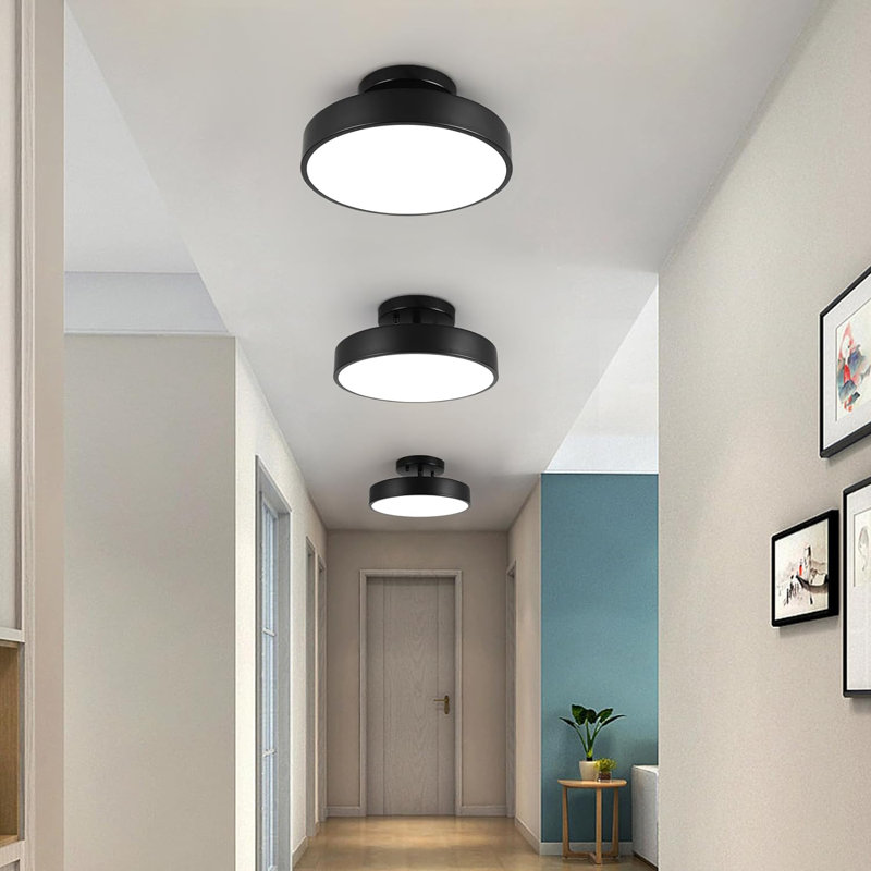 Plafonnier semi-encastré, éclairage de plafond près du plafond de 12 po, luminaire à DEL de 18 W, cadre en métal et abat-jour en acrylique, 4 000 K, sans intensité variable