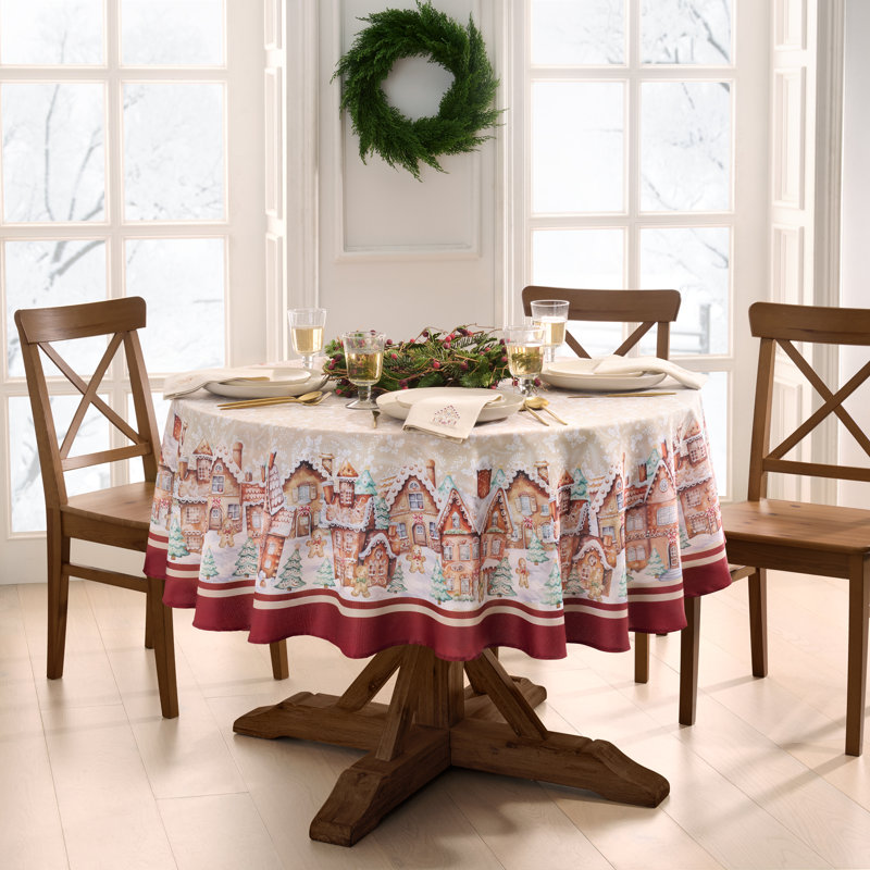 Lilagrace Gingerbread Village Holiday 60"x84" Oval Tablecloth