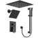 LED Shower Faucet System,12" & 6" Dual Shower Head with Rough-In Valve
