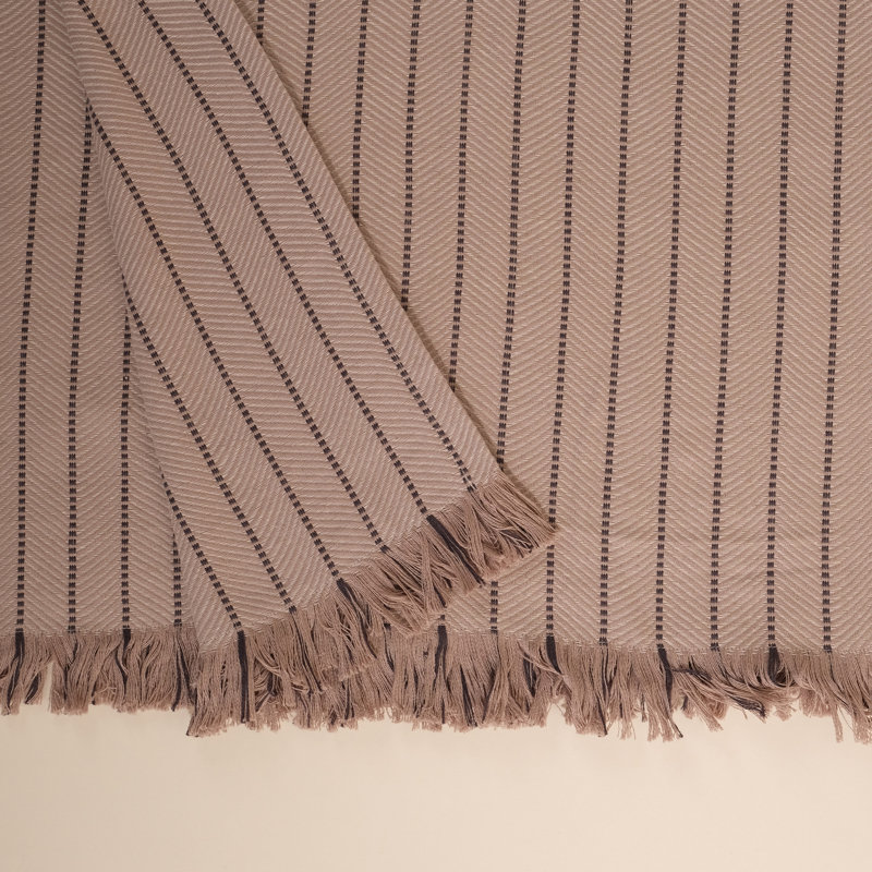 Cotton Blend Striped Bedspread, 71" x 94" Bedspread, Khaki