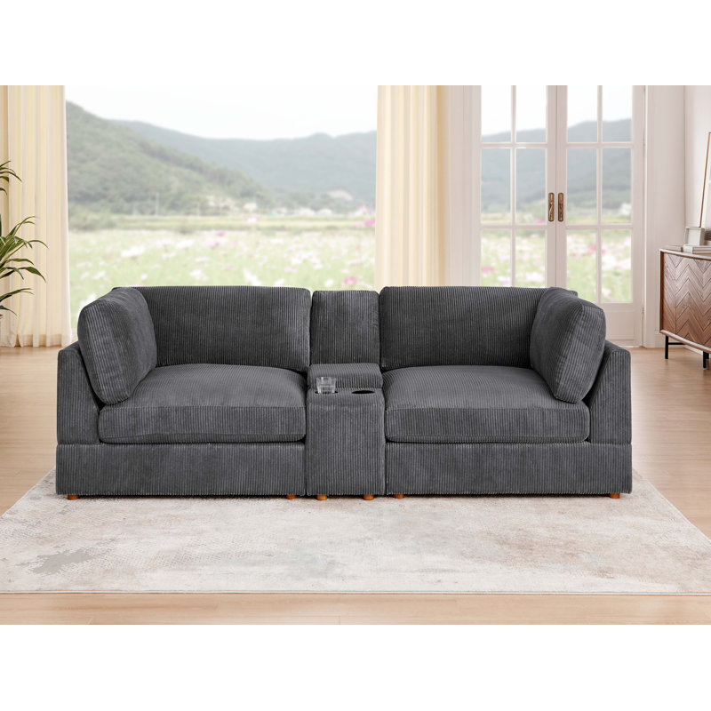Athelney Corduroy Loveseat, Dark Gray