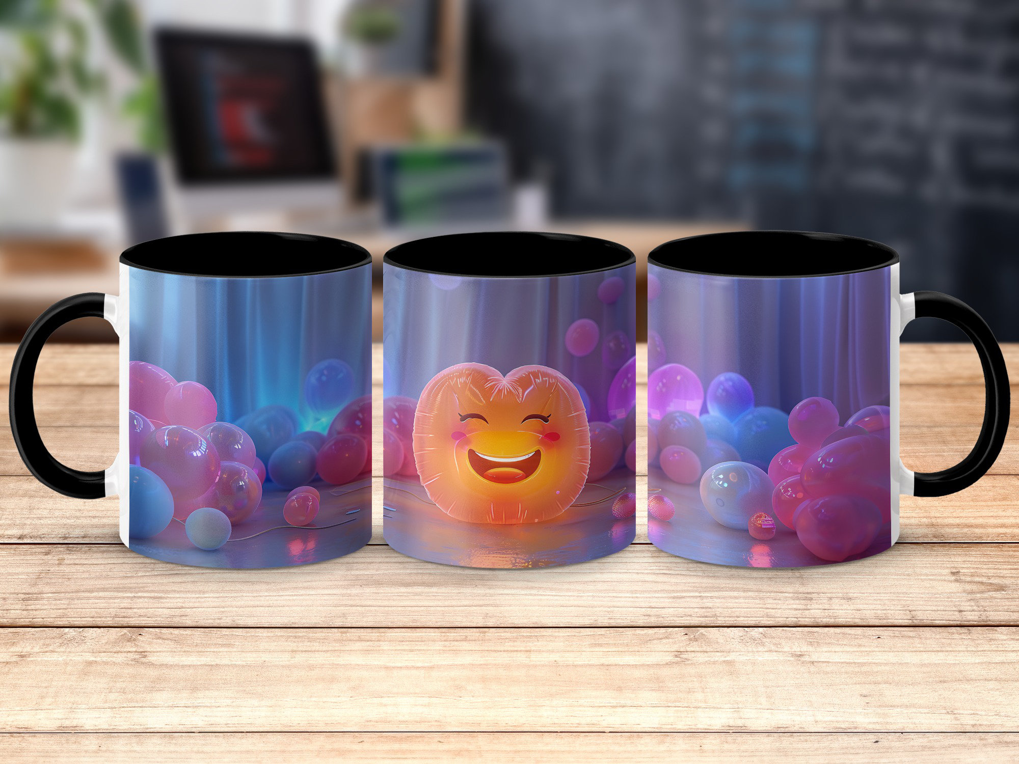East Urban Home Colourful 3D Design 11oz Accent Mugs – White Ceramic ...
