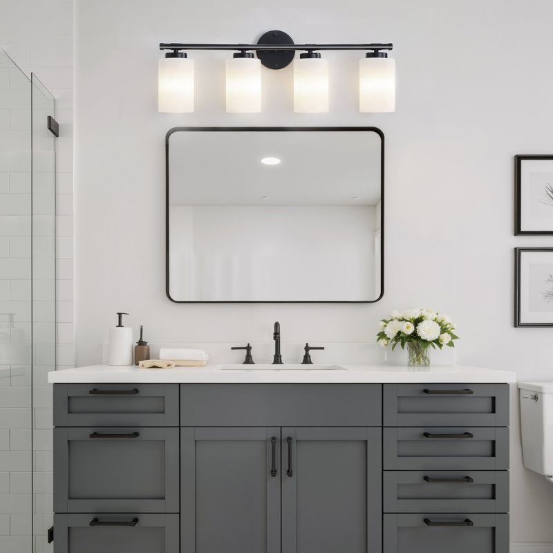 Borasisi Dimmable Vanity Light, 4 Lights, Black