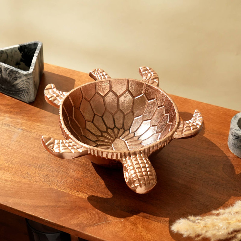Bol décoratif décoratif en forme de tortue en aluminium pour objet de décoration de table