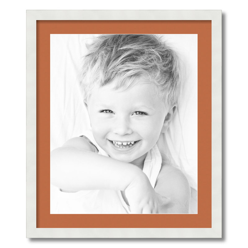 Wood Matte Picture Frame with Mat, Red Orange