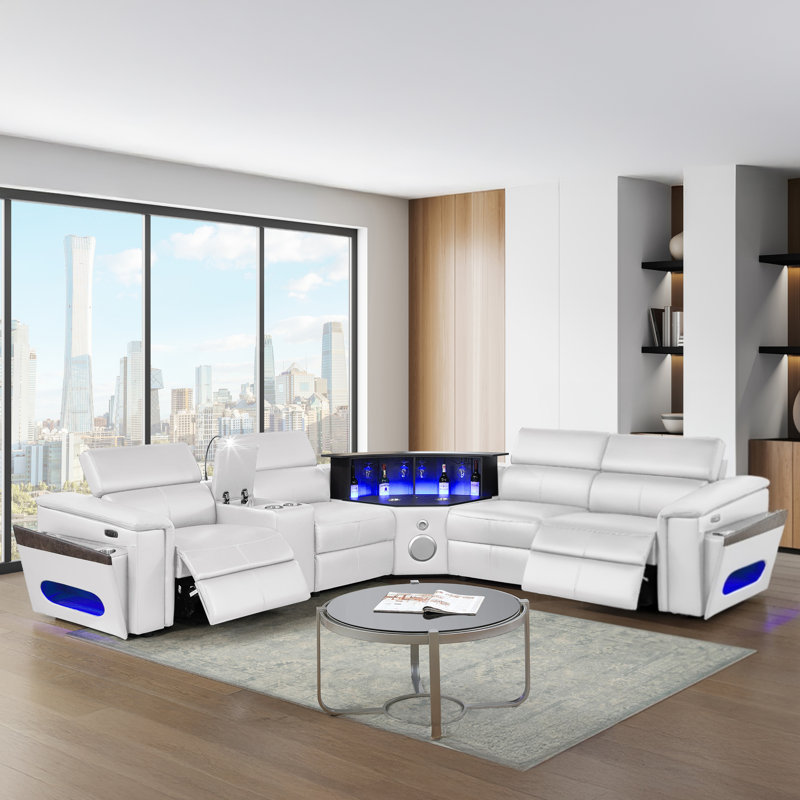 Canapé modulaire inclinable électrique Smart Lounge avec console de lecture de lumière DEL, chargement USB et sans fil