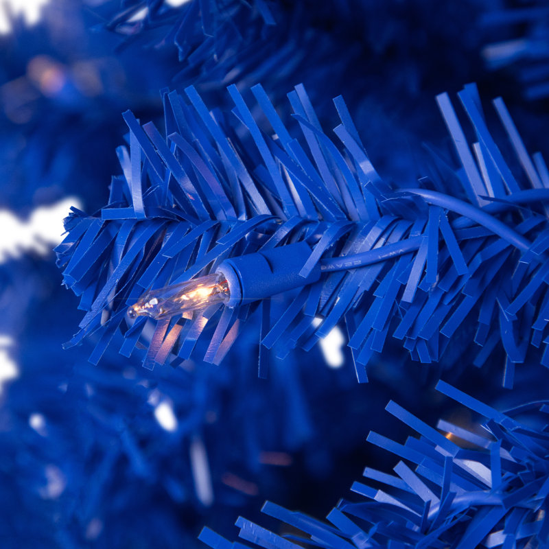Pre-Lit Medium Artificial Pine Christmas Tree - Royal Blue - Clear Lights, 7'