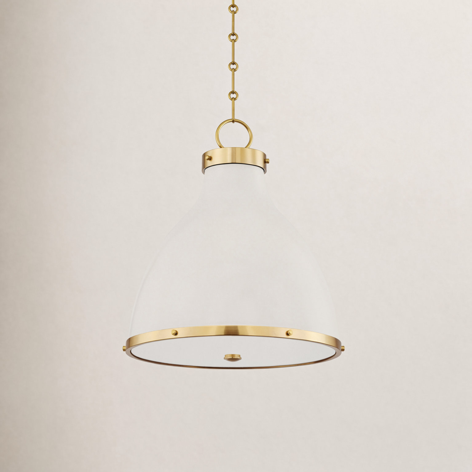 Painted No. 3 Dimmable 2-Light Pendant, Aged Brass