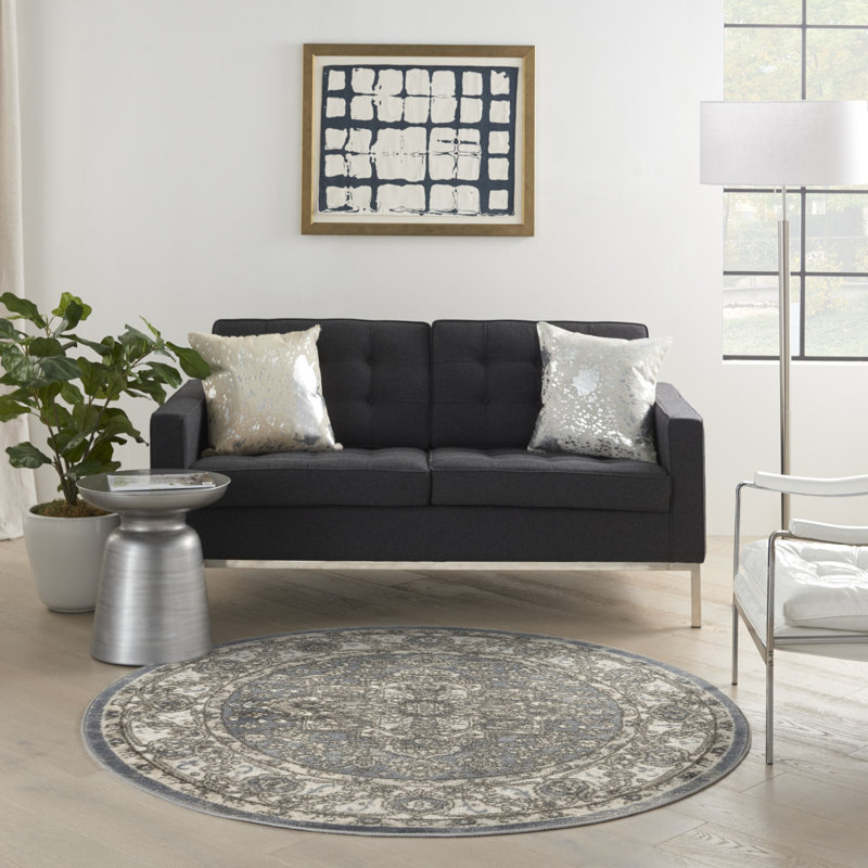Sereno Floral Machine Woven Area Rug, Round 8'