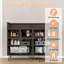 Commode 8 tiroirs GarveeHome, commode moderne pour chambre à coucher avec lumières à DEL et station de charge, commode en bois avec espace ouvert, rangement pour le vestibule, salon, brun foncé