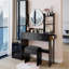 American Design, commode, armoire à miroir pleine grandeur, coiffeuse à DEL ronde de 17 po, tabouret rembourré, 2 centrales électriques et AC, ports d'éclairage réglables à luminosité tactile de 3 couleurs, commande
