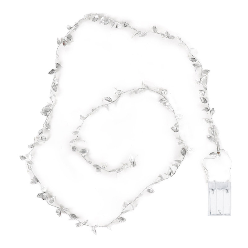 200cm Lighted Faux Garland with Lights, Silver