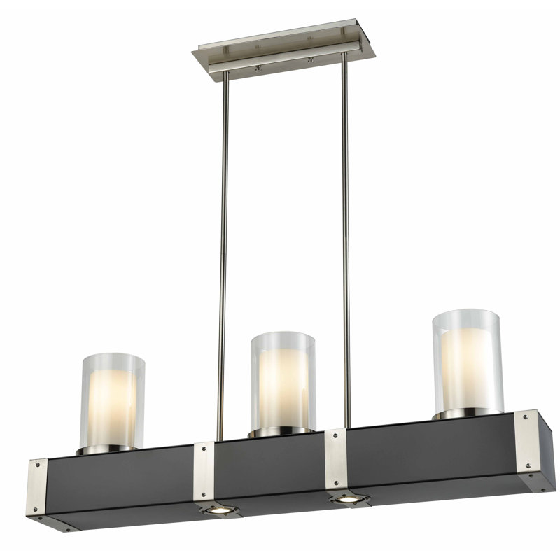 Arcanum 3 - Light Kitchen Island Pendant, Satin Nickel/Graphite