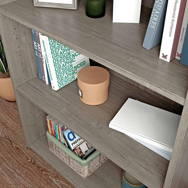 Arisztid Standard Bookcase, Silver Sycamore, (3 Shelves) 35.28" H x 24.5" W x 11.5" D