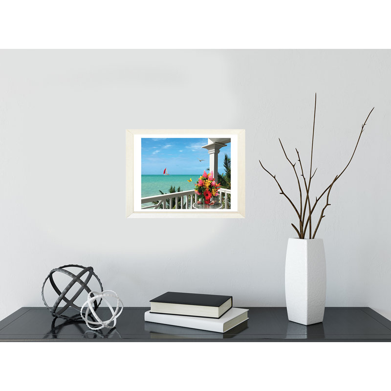 Balcon tropical par Alan Giana - reproduction de photo, H 13,5 po x l 16,5 po x P 1,25 po, Papier encadré blanc, Blanc