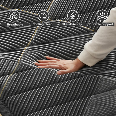 12 Inch Hybrid Mattress With Gel Infused Memory Foam For Cool Sleep Pressure Relief And Back Pain Support