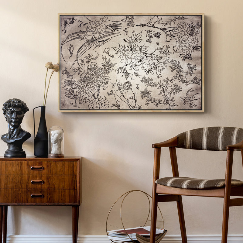 Abstrait rétro -LX, Toile avec cadre flottant noir, H 27 po x l 41 po x P 2 po