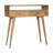 Curved Oak-Ish Console Table, Nordic Legs, 2-Drawers, Open Slot, Brown-1704167600