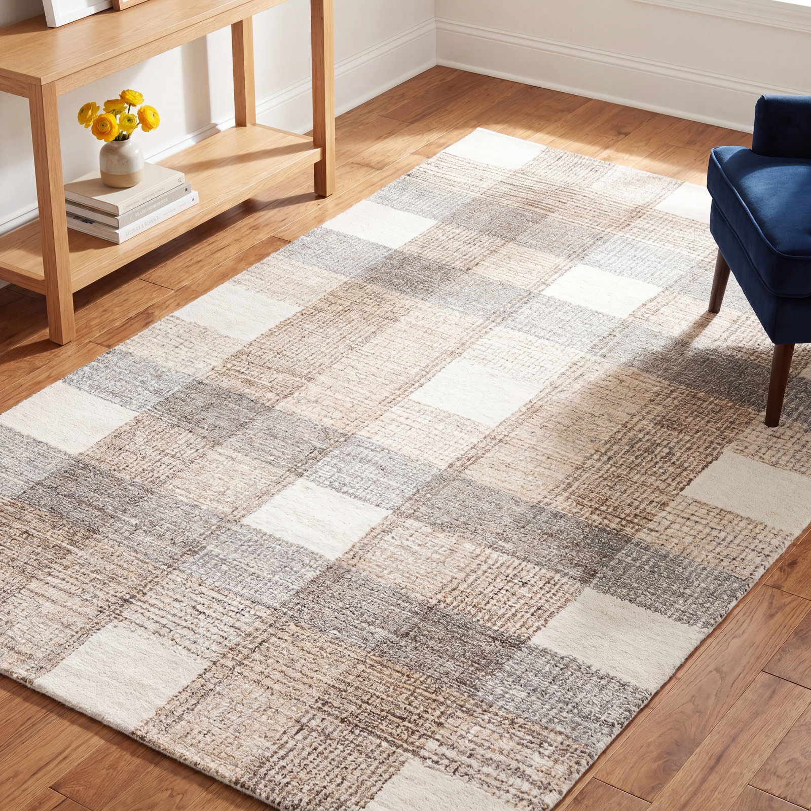 Hand-Tufted Wool Plaid Rug, Rectangle 5' x 8'