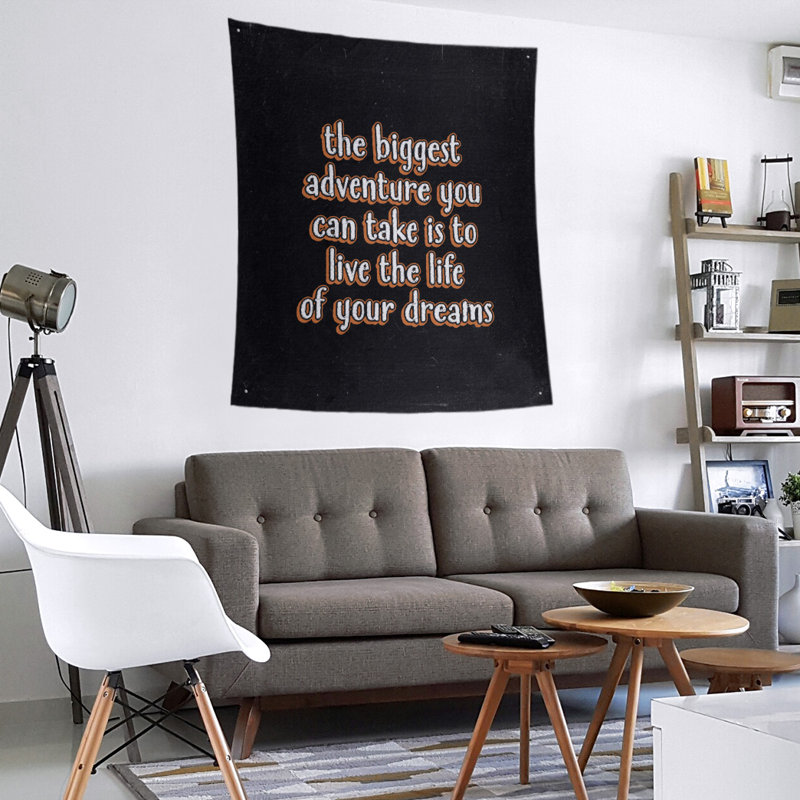 Tapisserie tableau noir en polyester le plus grand de la citation adventure, H 80 po x l 68 po, Orange