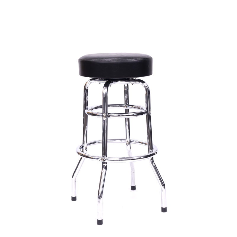 Tabouret de bar pivotant sans dossier noir et chrome de 30 po Olgierd