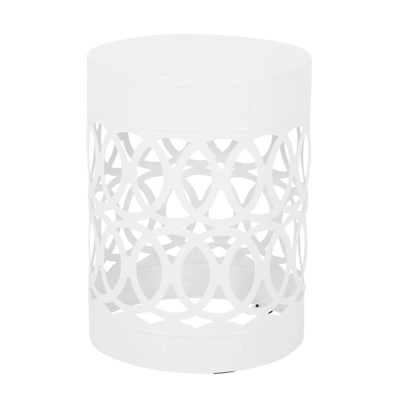 Table de bout d'extérieur en métal pour patio, Blanc