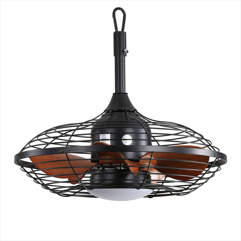 Downrod Mount Ceiling Fan Led 18W 3Cct 5 Abs Blades Dc Motor With Hanging And Hook For Outside Patios Pergola