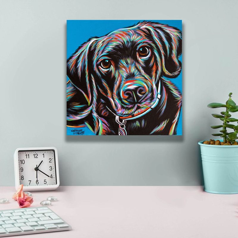 «Furry Dog Friend 2» par Carolee Vitaletti, art mural sur toile, H 12 po x l 12 po x P 0,75 po