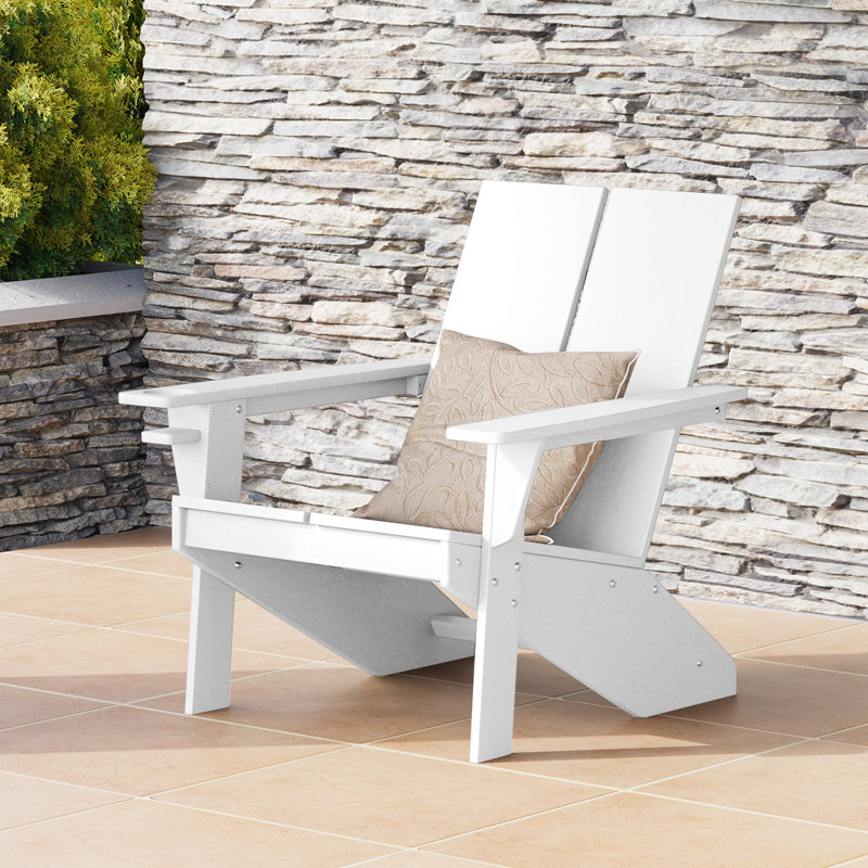 Chaise Adirondack en plastique résistante aux intempéries Lollis, Blanc