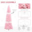 Sapin de Noël artificiel mince de 8 pi de hauteur avec lumières 1168 branches HOMcom, rose