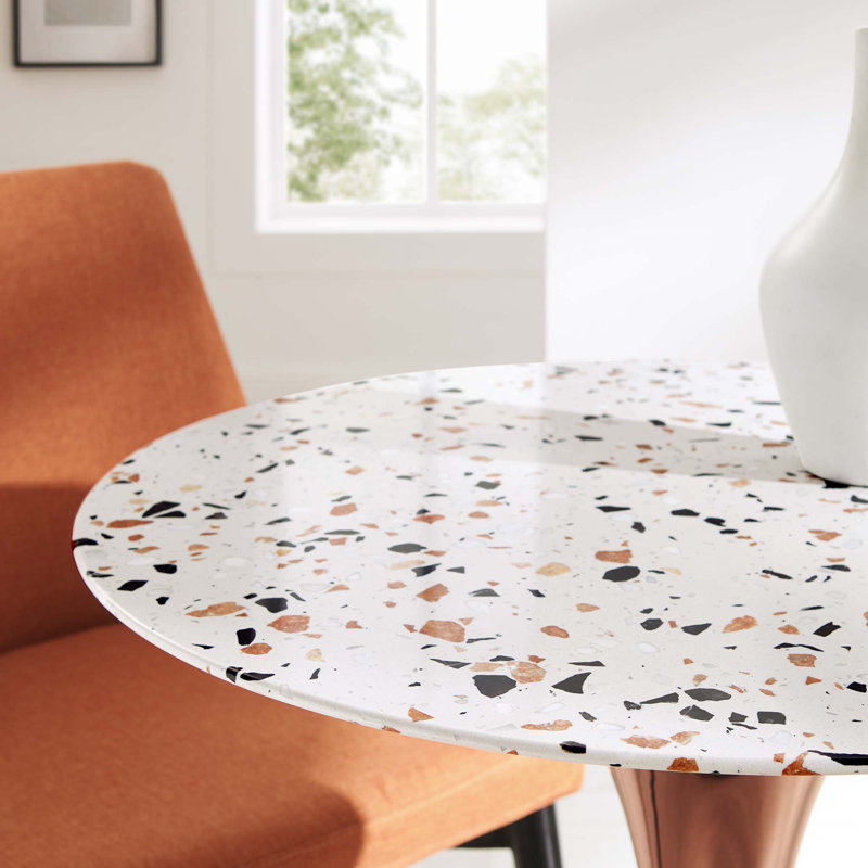Table de salle à manger Lippa, L 27,5 po x l 27,5 po, 28,5 po de hauteur, Or rose