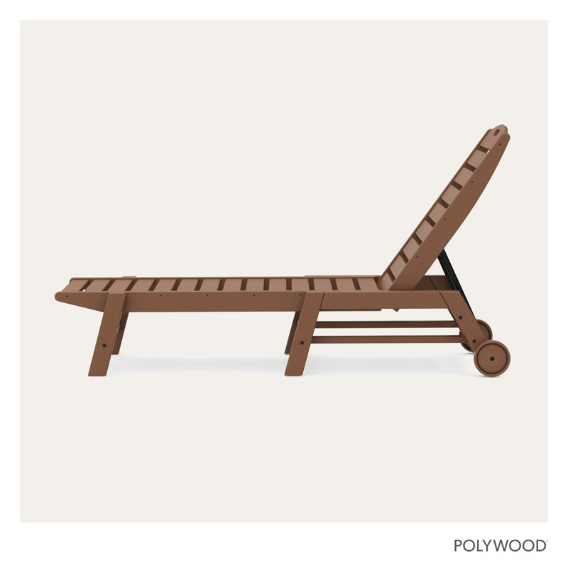 Lakeside POLYWOOD Nautical Chaise with Wheels, Teak
