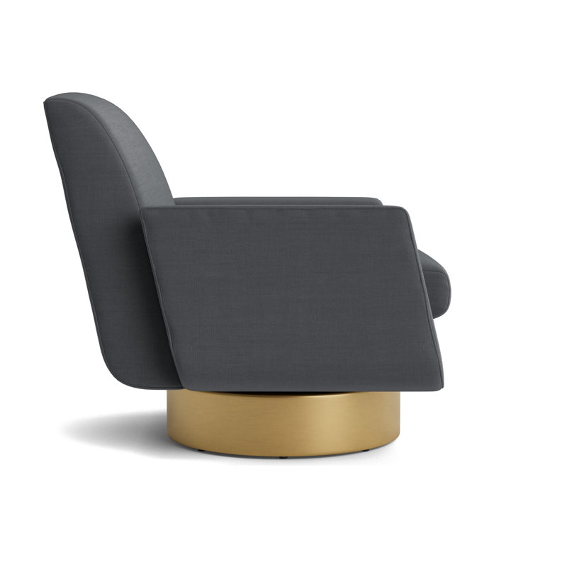 Supernova Full Swivel Chair, Performance Linen - Charcoal, Brushed Brass