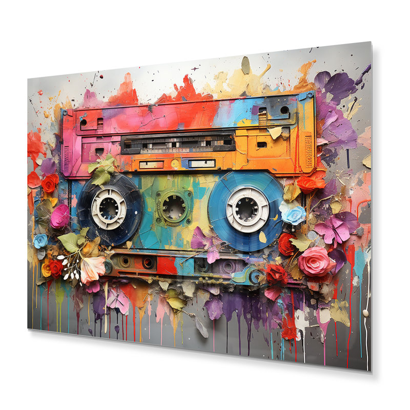Cassette Tapes Faded Melody I - Décoration murale en métal musique, H 12 po x l 20 po x P 1 po