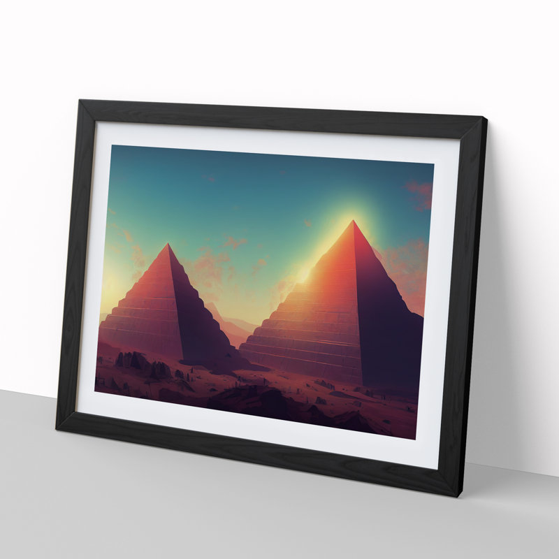 XH1022-7248X Pyramids In The Desert Vol.1 - Single Picture Frame Print, Black Framed, 46cm H x 64cm W x 2cm D