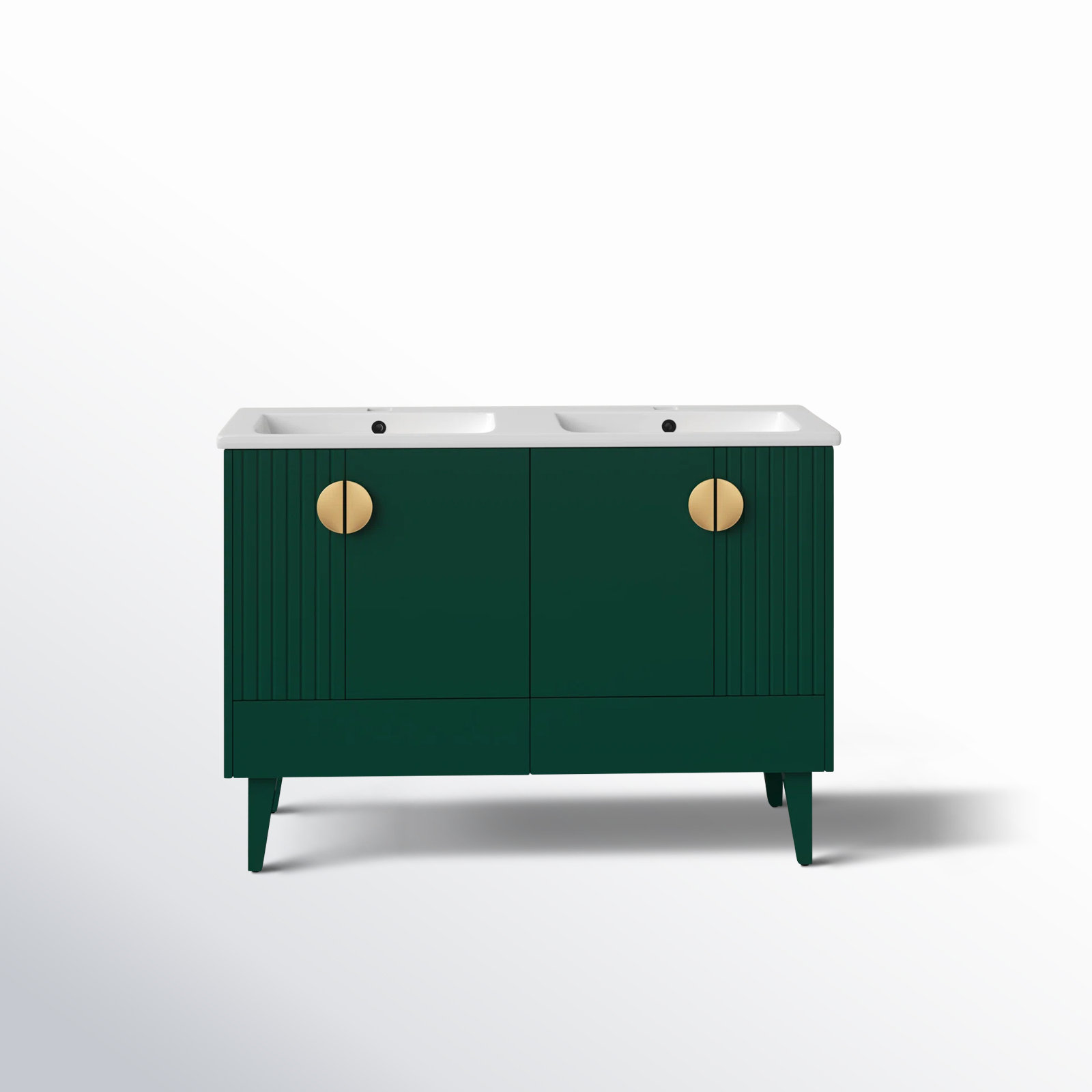Saimah 47.25'' Double Bathroom Vanity, Satin Brass, Green