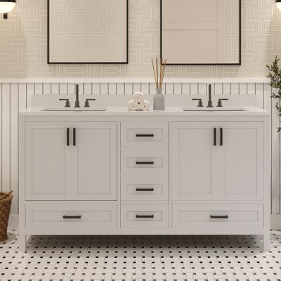 Rutherford 60 In. Bath Vanity Cabinet With Top In White Assembled