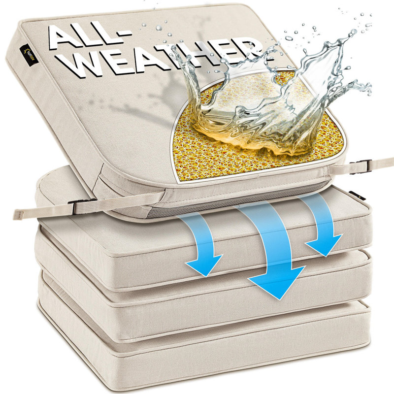 SUNROX All-Weather Outdoor Chair Cushion, 19" H x 19" W, Cream