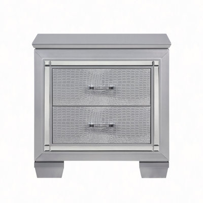 1Pc Nightstand 2X Dovetail Drawers Faux Alligator Embossed Fronts Bedroom Furniture