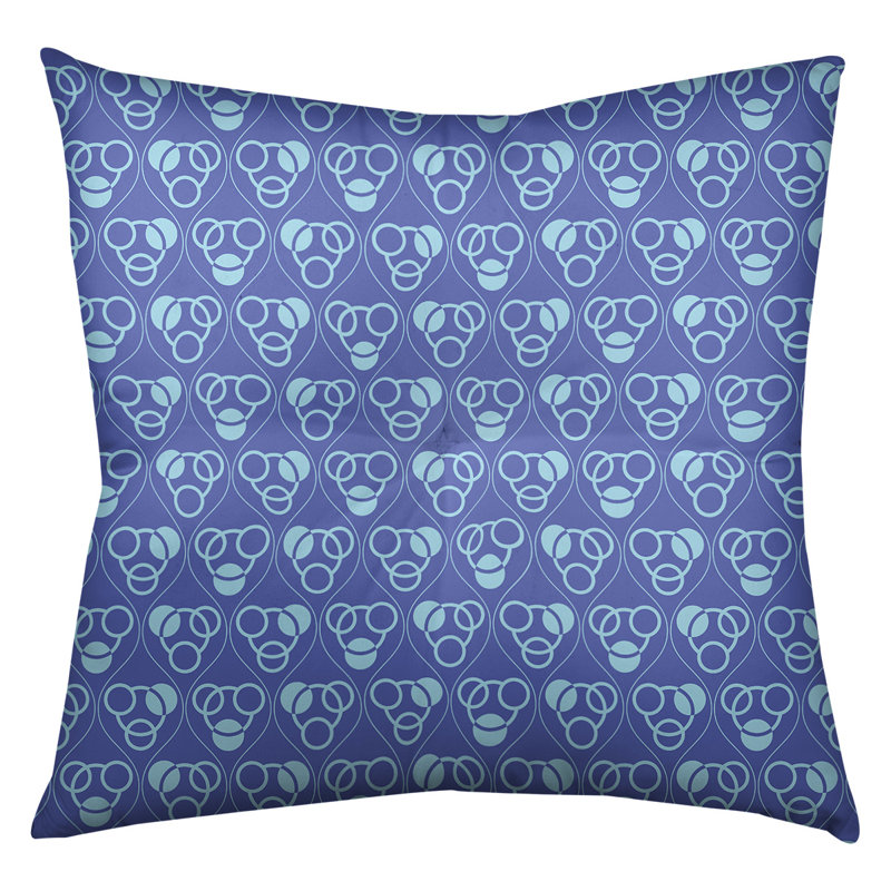 Coussin de sol classique à motif de cercles et de vagues, 30 po x 30 po, Bleu / bleu sarcelle