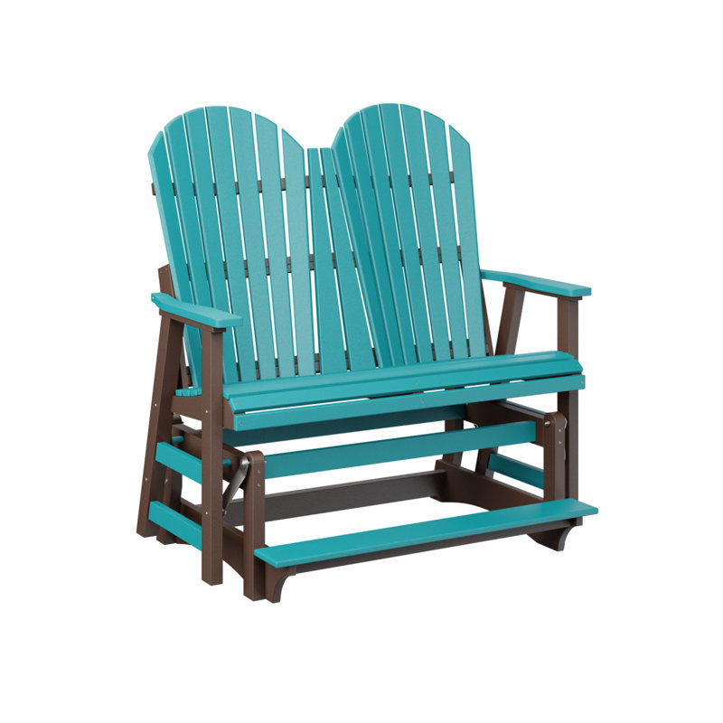 Comfo Back Outdoor Glider, Aruba Blue Top/Chocolate Brown Base