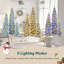 8FT, 6FT, 4FT Pre-Lit Pencil Christmas Trees, 3-Set Slim Artificial Christmas Tree With Snow Flocking, Xmas Holiday Decoration Tree, 1455 Branch Tips, 520 LED Lights, 11 Lighting Modes