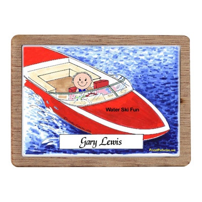 Personalized Powerboat - Male Wooden Magnet - Great Gift!