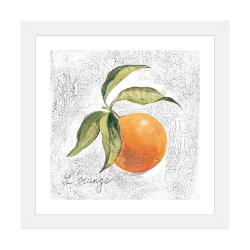 " L Orange On White " by Silvia Vassileva, White Framed Paper, White, 24" H x 24" W x 1" D