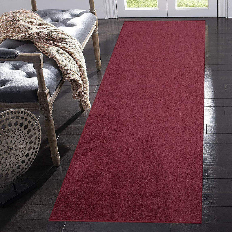 Tapis brun uni tissé à la machine Selman, Tapis de couloir 4 pi x 12 pi