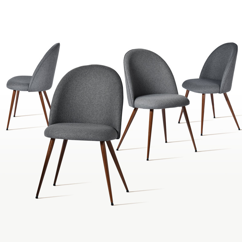 Hudhaifa 18" Width Fabric Solid Back Side Chair for Living Room, Dining Room, Coffee shop, Gray, 4
